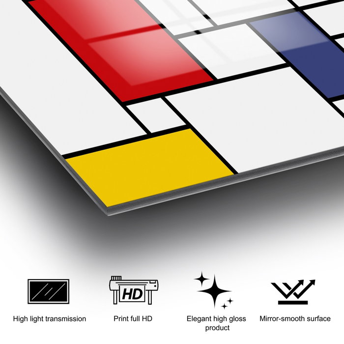 Wallity Cuadro Decorativo de Vidrio Templado Piet Mondrian 70 x 100 cm Wallity Cuadro Decorativo de Vidrio Templado Piet Mondrian 70 x 100 cm